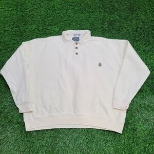 Vintage 90s Jantzen Sweater XL 26x25 Ivory Crest Ribbed